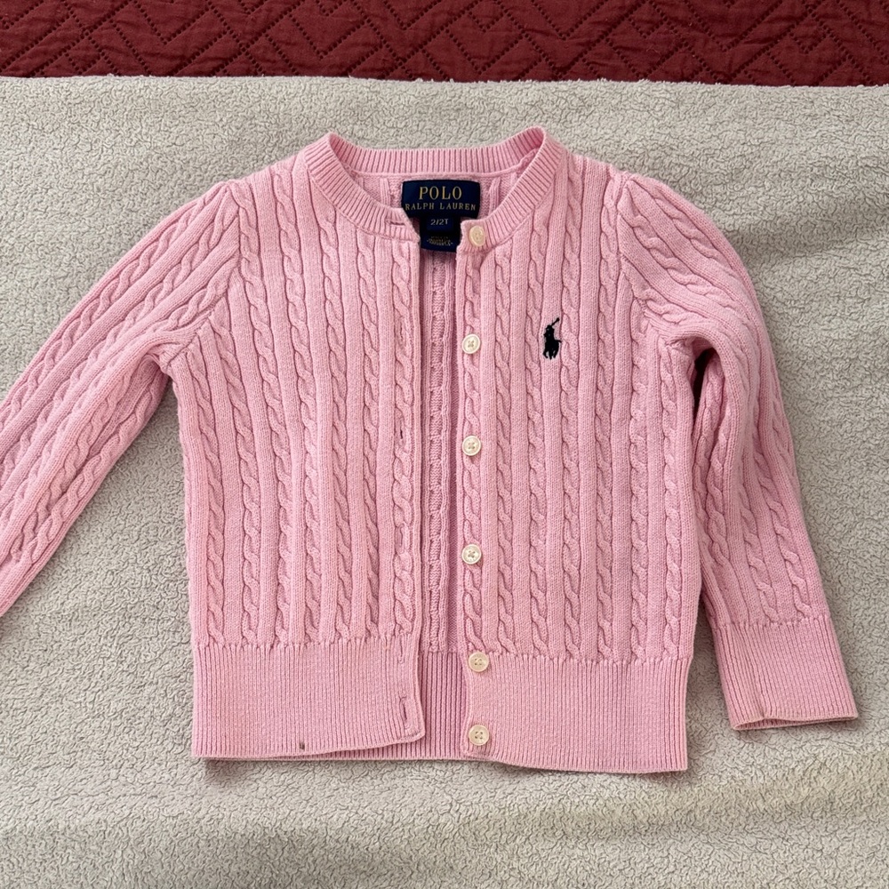 Polo by Ralph Lauren Kids Pink Cable Knit Sweater 2T